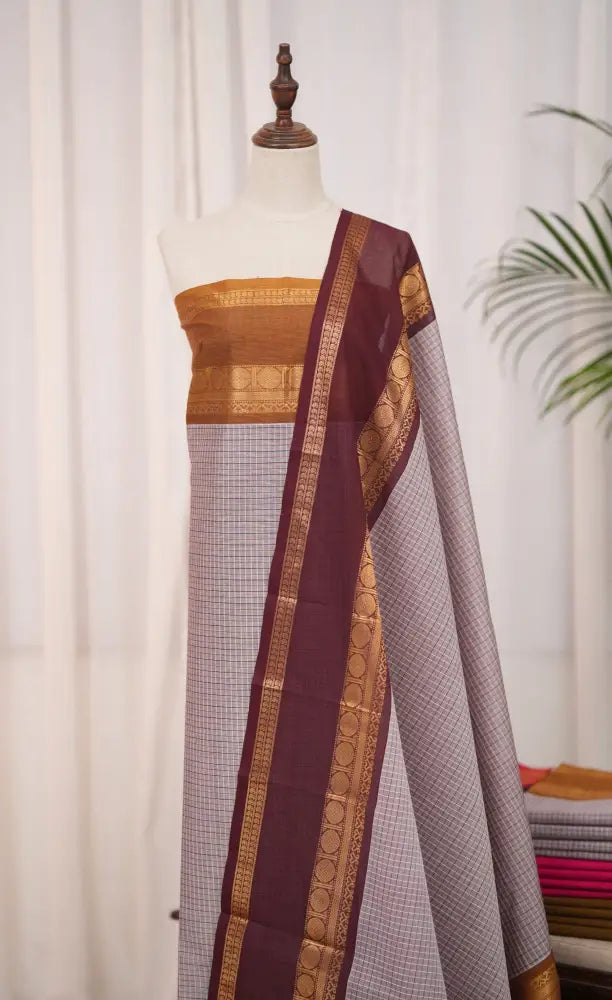 Swara Salwar - Mauve and Maroon Chettinad Cotton Unstitched Salwar salwar