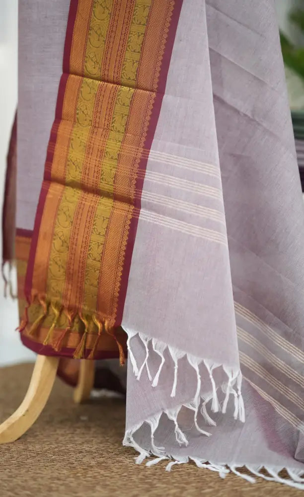 Swara Salwar - Mauve and Maroon Chettinad Cotton Unstitched Salwar salwar