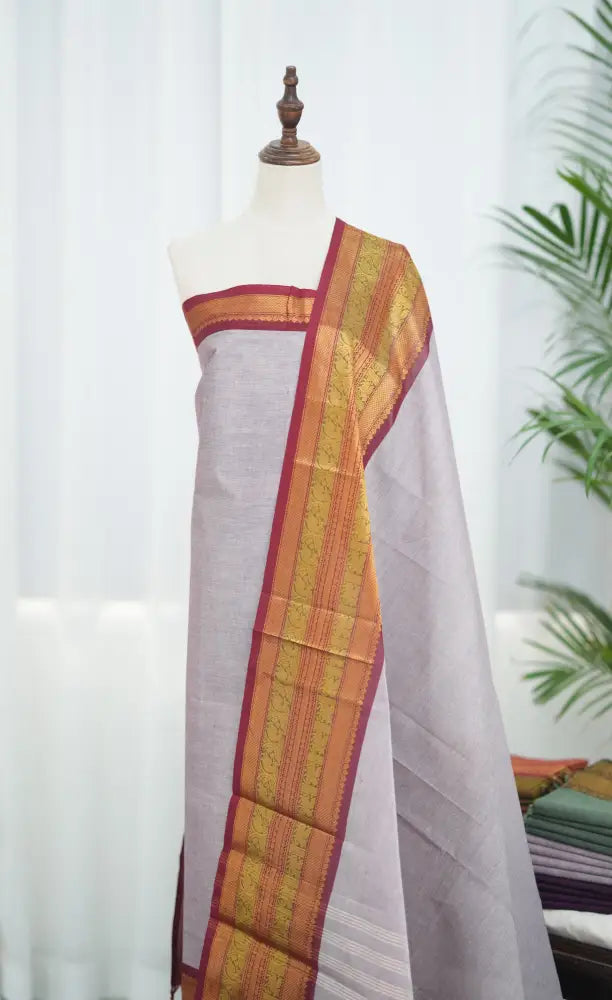 Swara Salwar - Mauve and Maroon Chettinad Cotton Unstitched Salwar salwar