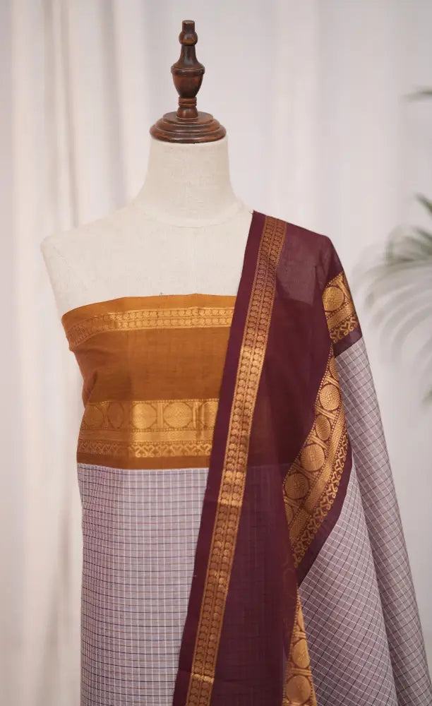 Swara Salwar - Mauve and Maroon Chettinad Cotton Unstitched Salwar salwar