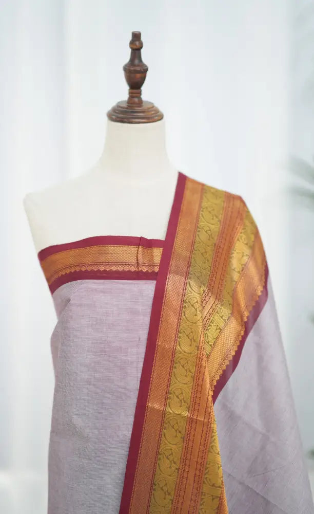 Swara Salwar - Mauve and Maroon Chettinad Cotton Unstitched Salwar salwar