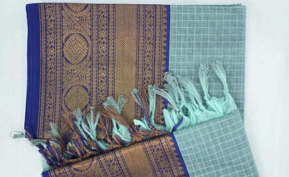 Swara Salwar - Pastel Blue and Ink Blue Chettinad Cotton Unstitched Salwar salwar