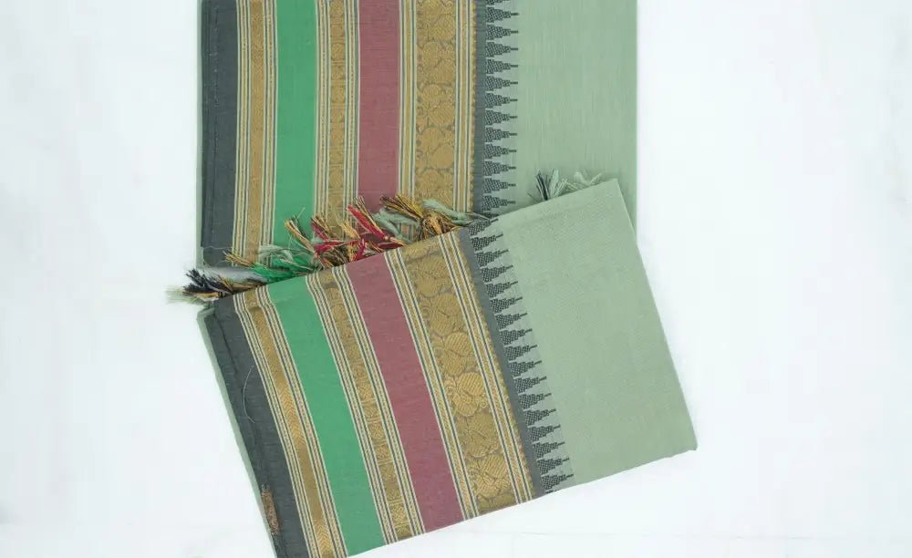 Swara Salwar - Pastel Green Chettinad Cotton Unstitched Salwar salwar