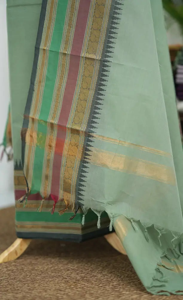 Swara Salwar - Pastel Green Chettinad Cotton Unstitched Salwar salwar