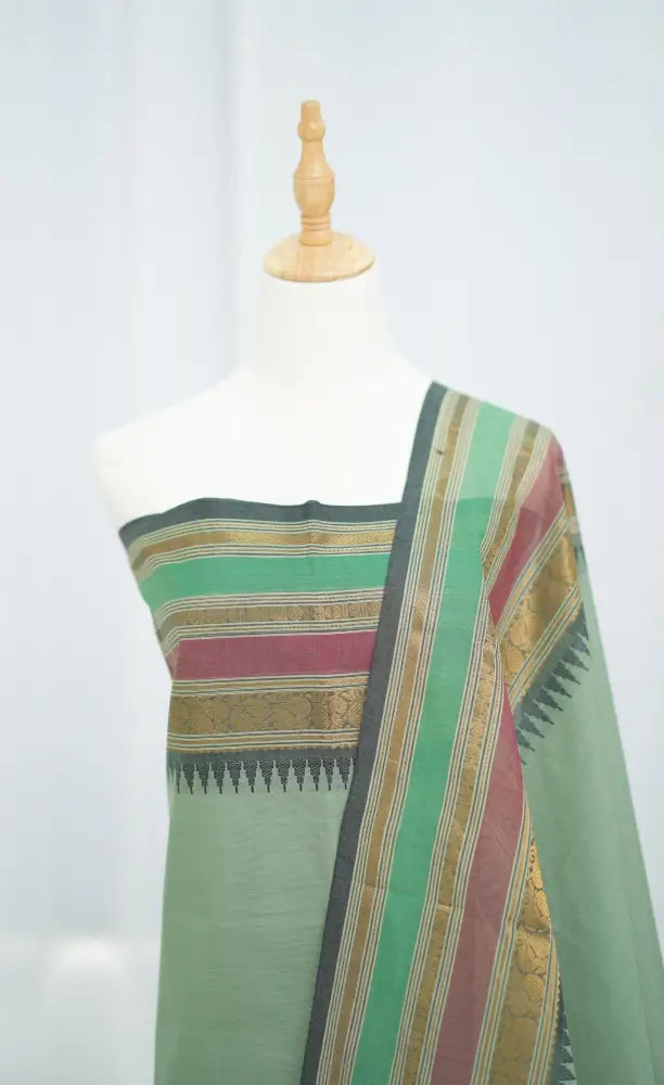 Swara Salwar - Pastel Green Chettinad Cotton Unstitched Salwar salwar