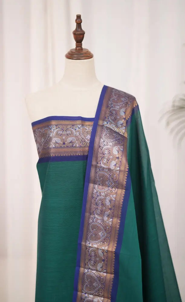 Swara Salwar - Teal Blue and Royal Blue Chettinad Cotton Unstitched Salwar salwar