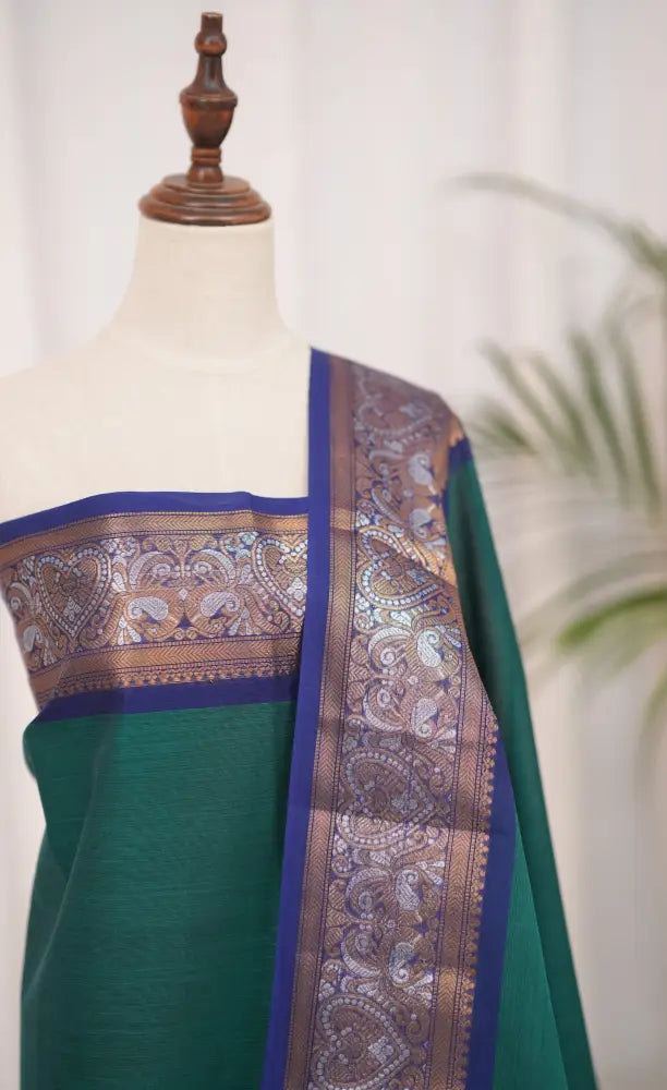 Swara Salwar - Teal Blue and Royal Blue Chettinad Cotton Unstitched Salwar salwar