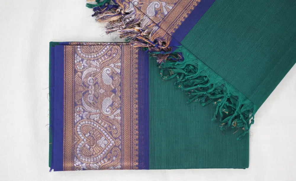 Swara Salwar - Teal Blue and Royal Blue Chettinad Cotton Unstitched Salwar salwar
