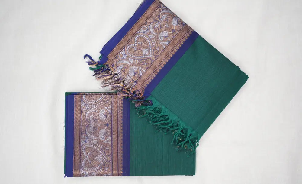 Swara Salwar - Teal Blue and Royal Blue Chettinad Cotton Unstitched Salwar salwar
