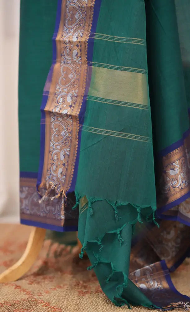 Swara Salwar - Teal Blue and Royal Blue Chettinad Cotton Unstitched Salwar salwar