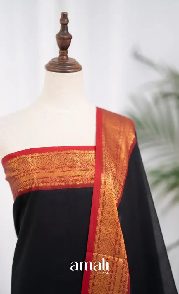 Swara Unstitched Salwar - Black and Maroonish Red salwar