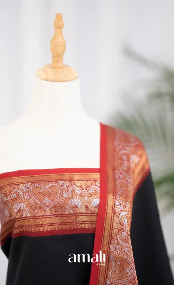 Swara Unstitched Salwar - Black and Red salwar