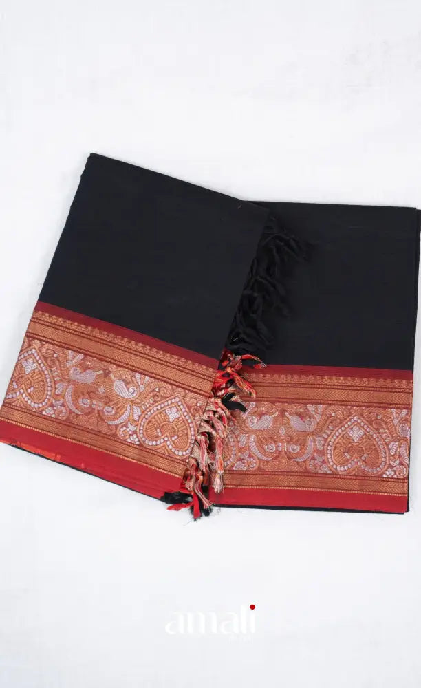 Swara Unstitched Salwar - Black and Red salwar
