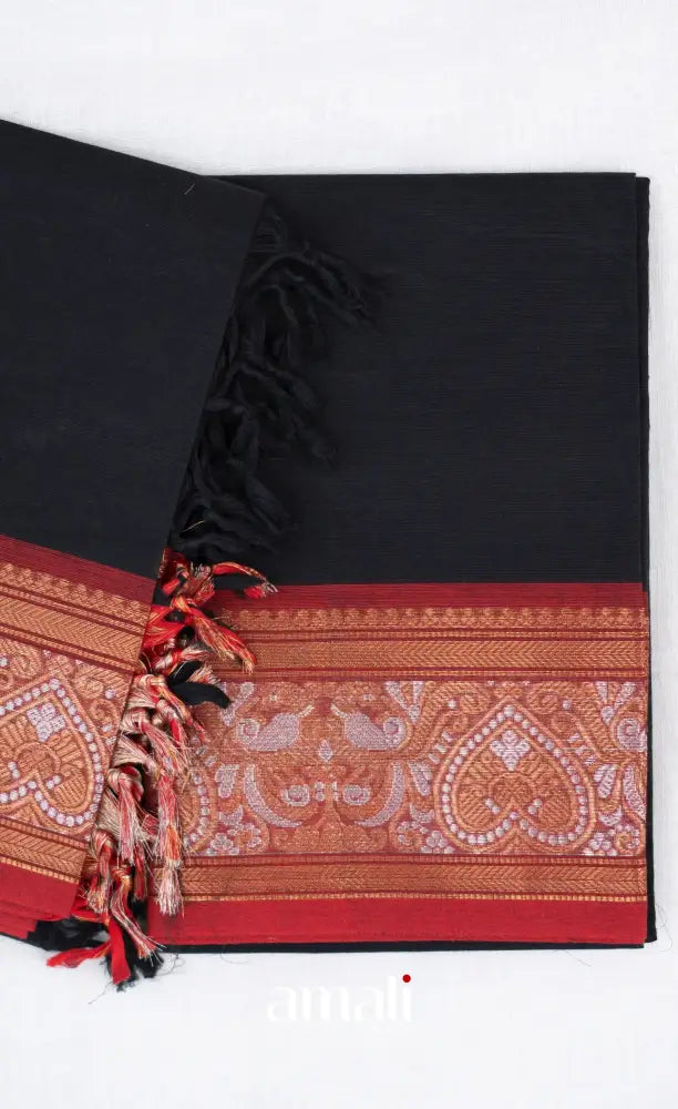 Swara Unstitched Salwar - Black and Red salwar