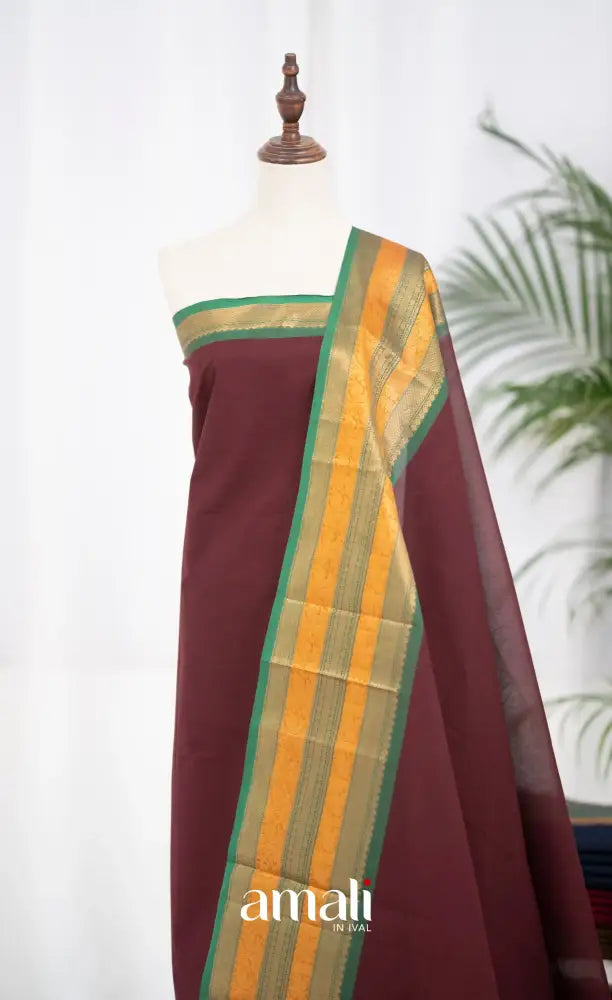 Swara Unstitched Salwar - Dark Maroon and Green salwar