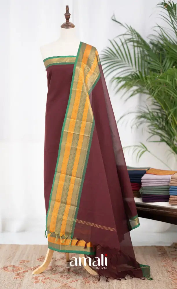 Swara Unstitched Salwar - Dark Maroon and Green salwar