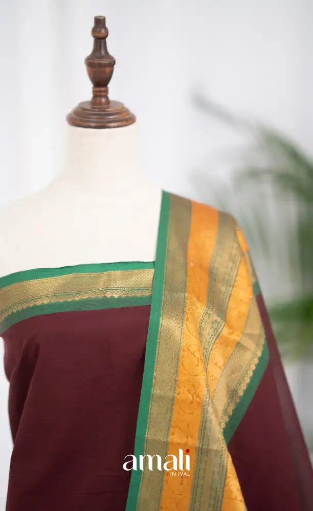 Swara Unstitched Salwar - Dark Maroon and Green salwar