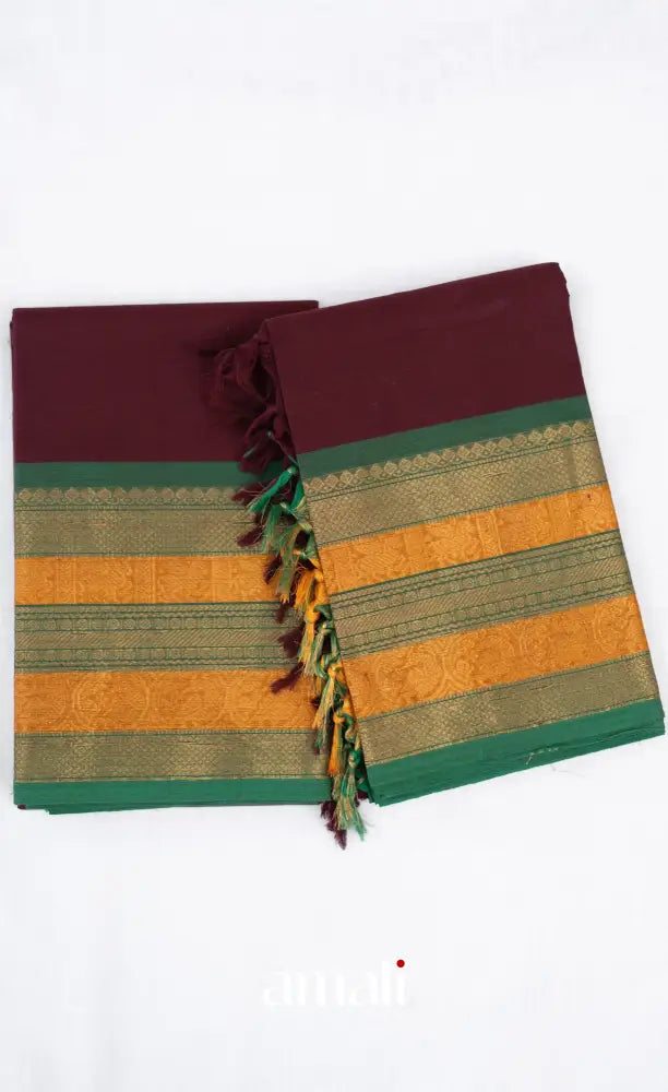 Swara Unstitched Salwar - Dark Maroon and Green salwar