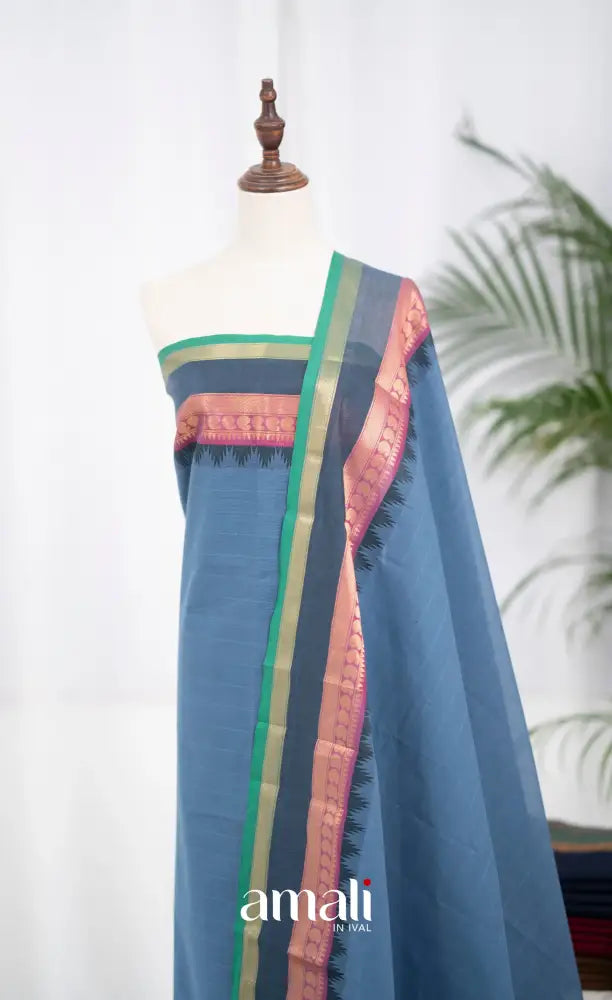 Swara Unstitched Salwar - Dusty Blue and Navy Blue salwar