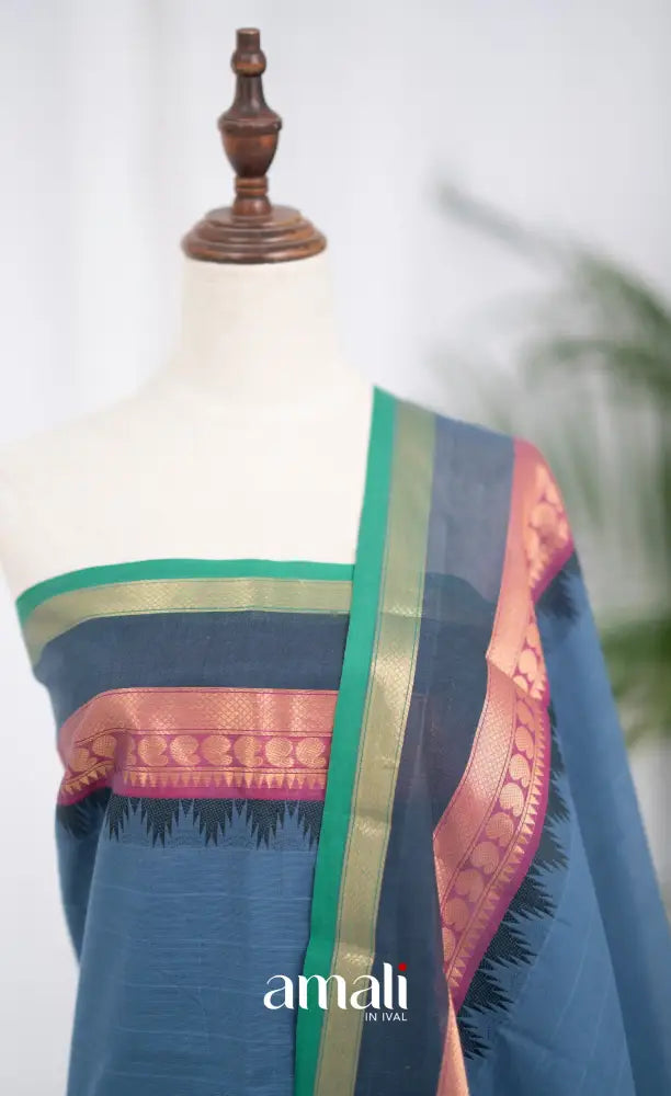 Swara Unstitched Salwar - Dusty Blue and Navy Blue salwar