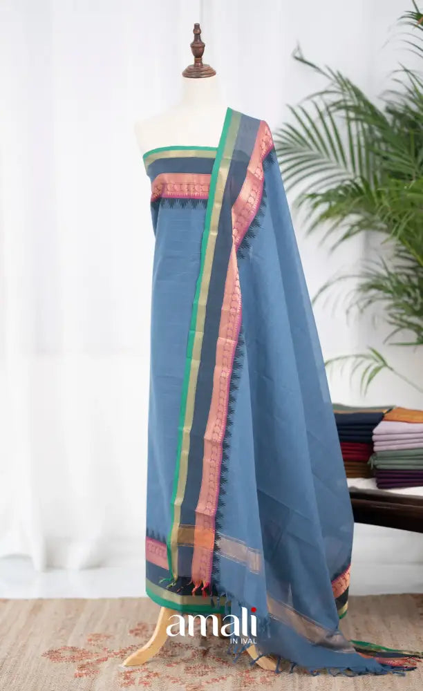 Swara Unstitched Salwar - Dusty Blue and Navy Blue salwar