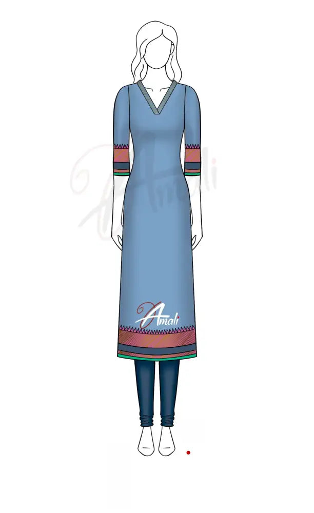 Swara Unstitched Salwar - Dusty Blue and Navy Blue salwar