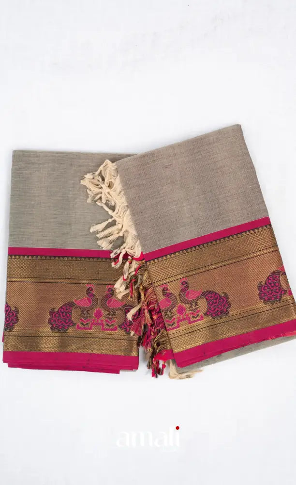 Swara Unstitched Salwar - Grey and Rani Pink salwar
