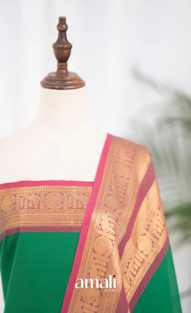 Swara Unstitched Salwar - Leaf Green and Pink salwar