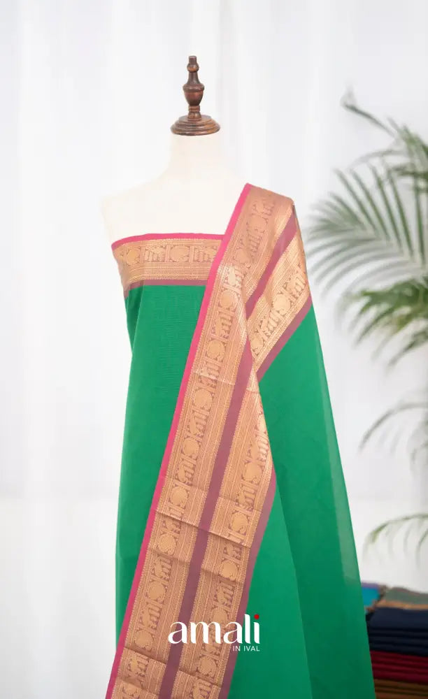 Swara Unstitched Salwar - Leaf Green and Pink salwar