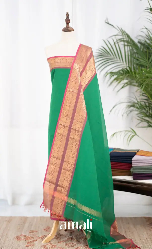 Swara Unstitched Salwar - Leaf Green and Pink salwar