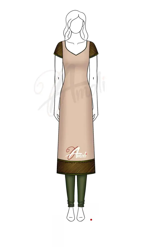 Swara Unstitched Salwar - Light Beige and Olive Green salwar