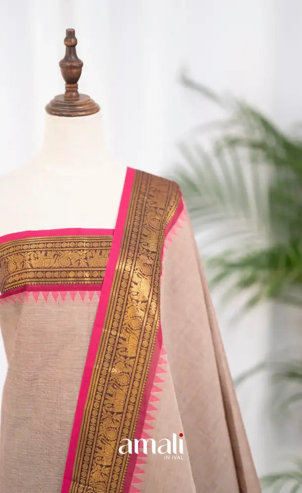 Swara Unstitched Salwar - Light Beige and Rani Pink salwar