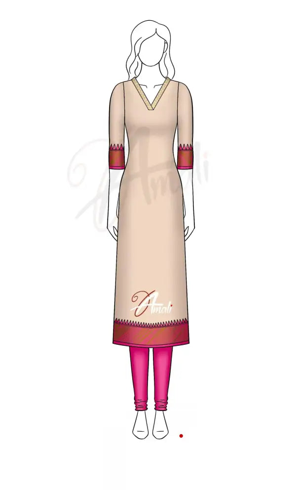 Swara Unstitched Salwar - Light Beige and Rani Pink salwar