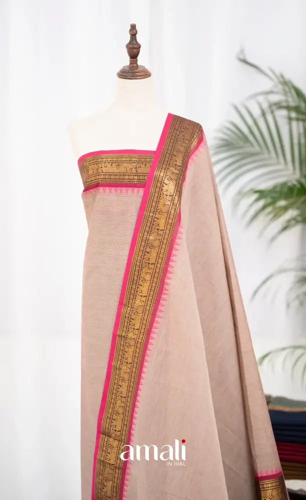 Swara Unstitched Salwar - Light Beige and Rani Pink salwar