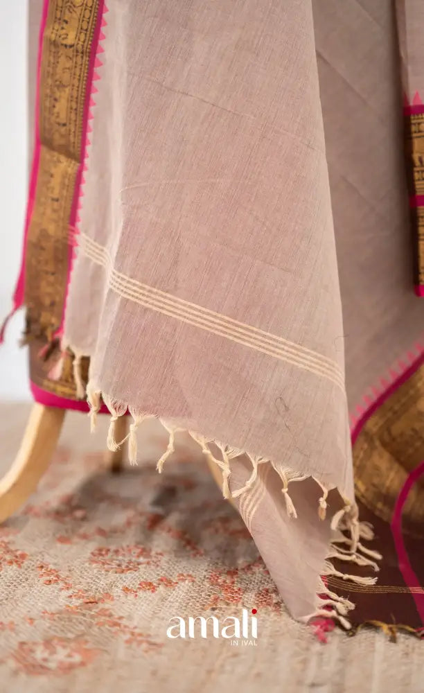 Swara Unstitched Salwar - Light Beige and Rani Pink salwar