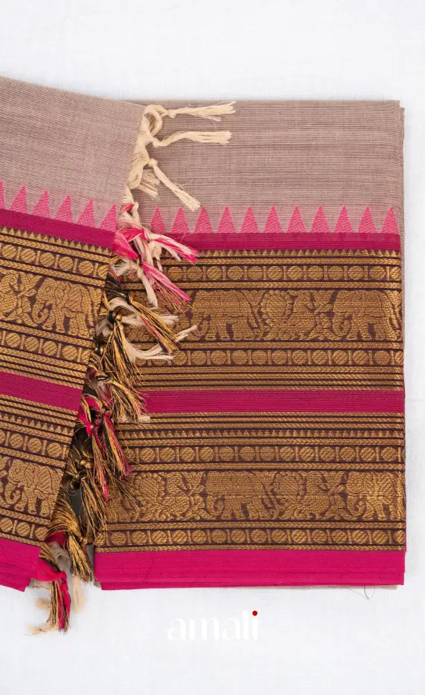 Swara Unstitched Salwar - Light Beige and Rani Pink salwar