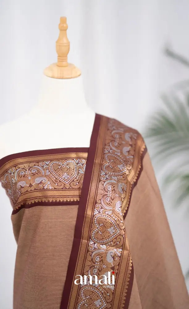 Swara Unstitched Salwar - Light Brown and Brownish Maroon salwar