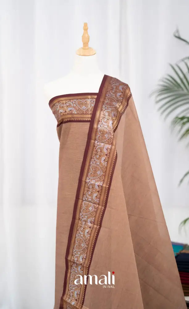 Swara Unstitched Salwar - Light Brown and Brownish Maroon salwar