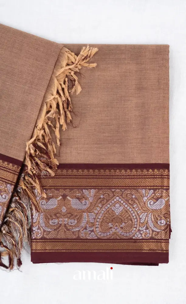 Swara Unstitched Salwar - Light Brown and Brownish Maroon salwar