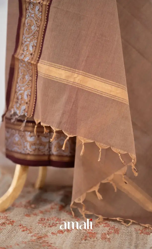 Swara Unstitched Salwar - Light Brown and Brownish Maroon salwar