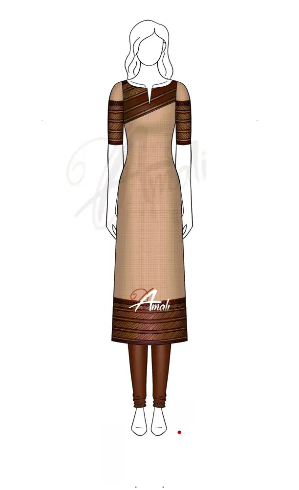 Swara Unstitched Salwar - Light Brown and Maroon salwar