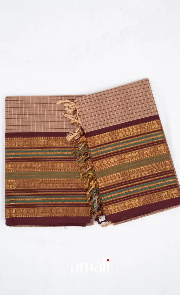 Swara Unstitched Salwar - Light Brown and Maroon salwar