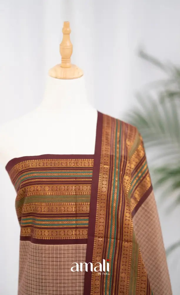 Swara Unstitched Salwar - Light Brown and Maroon salwar