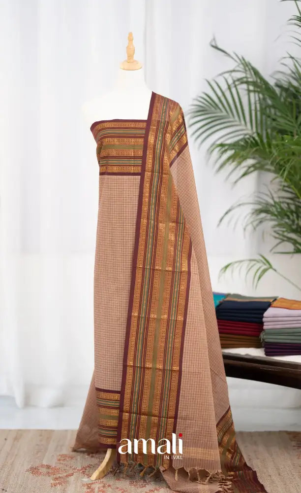 Swara Unstitched Salwar - Light Brown and Maroon salwar