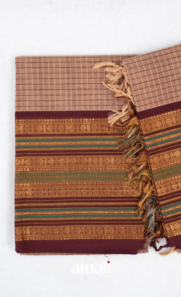Swara Unstitched Salwar - Light Brown and Maroon salwar