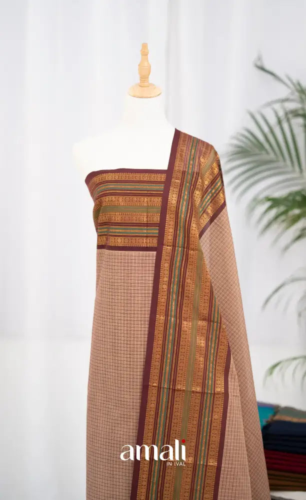 Swara Unstitched Salwar - Light Brown and Maroon salwar