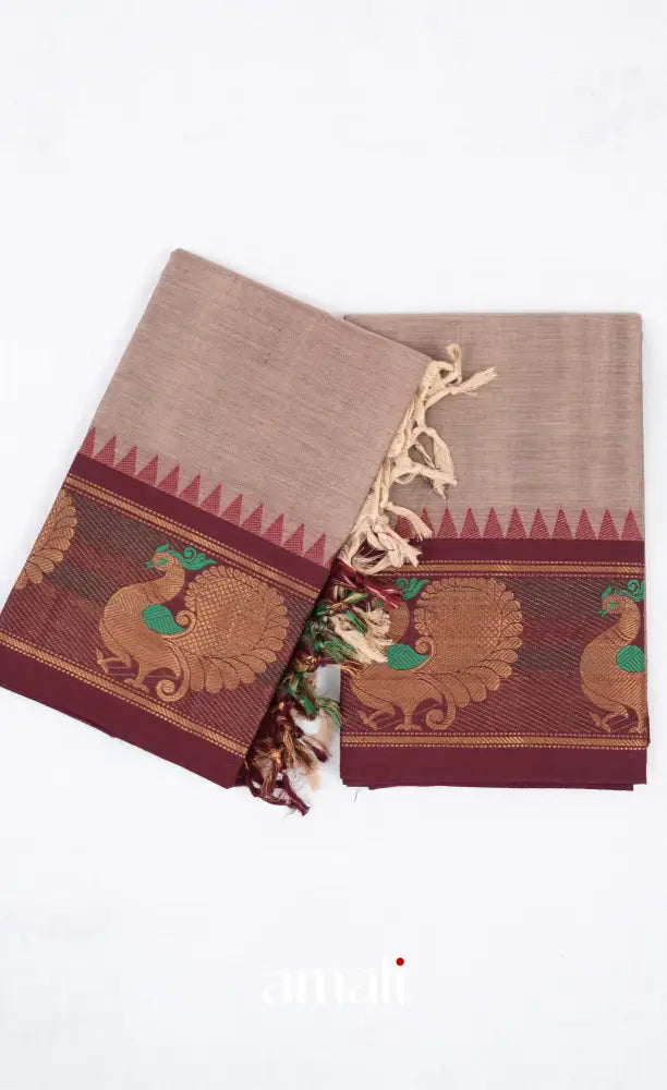 Swara Unstitched Salwar - Light Brownish Grey and Maroon salwar