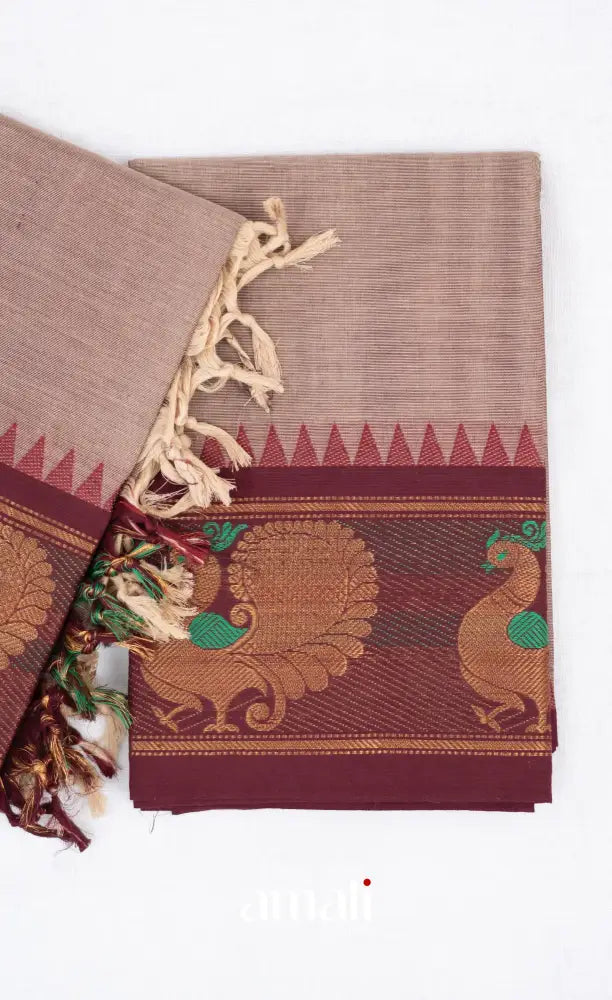 Swara Unstitched Salwar - Light Brownish Grey and Maroon salwar