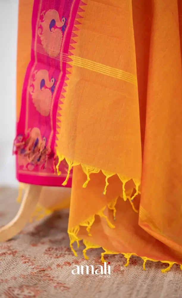 Swara Unstitched Salwar - Two tone Orange and Rani Pink salwar
