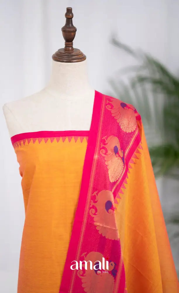 Swara Unstitched Salwar - Two tone Orange and Rani Pink salwar